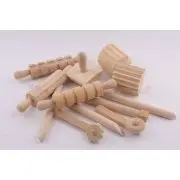 Drewniane narzędzia do mas plastycznych - 12 sztuk